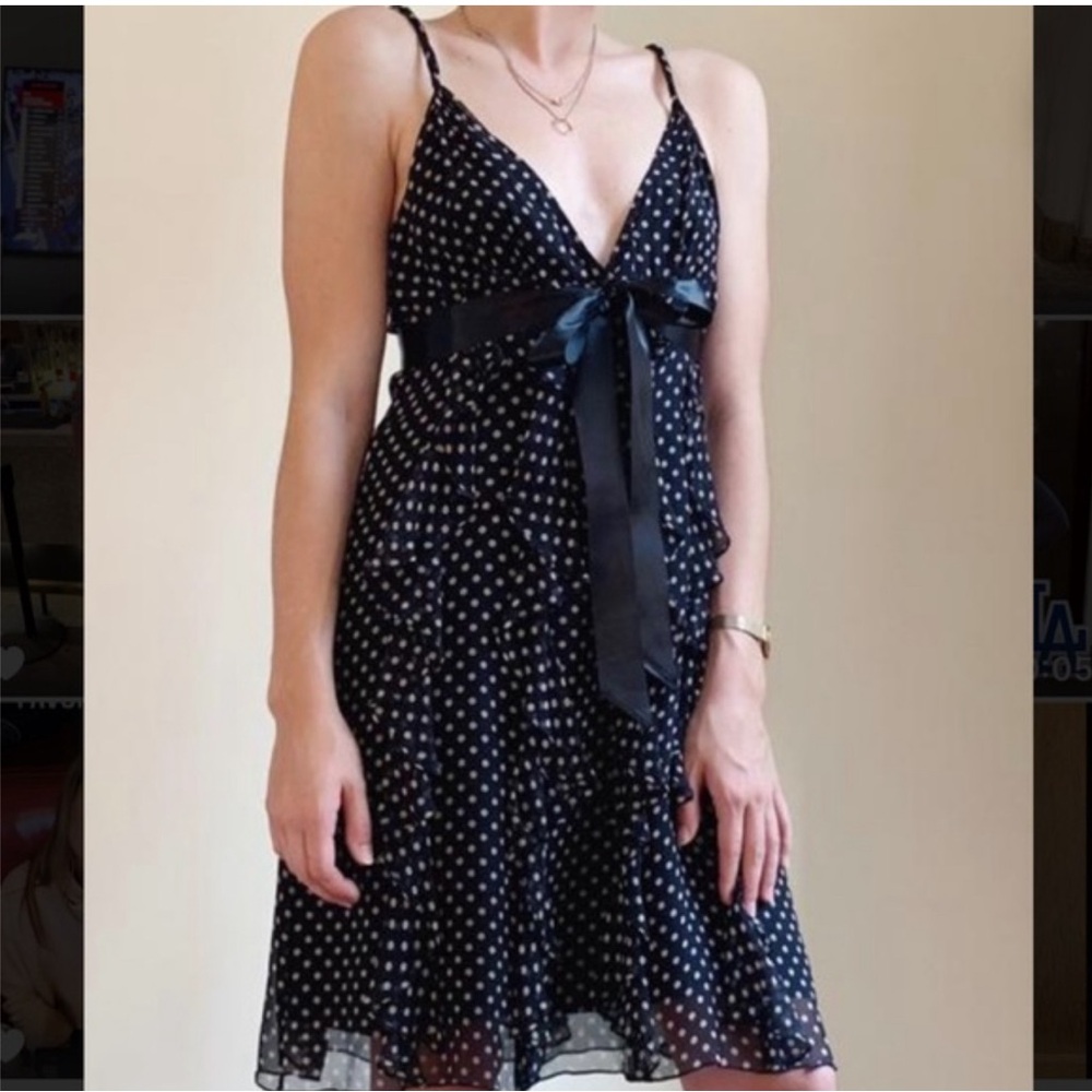 BCBG MAXAZRIA black & white polka dot babydoll dress | early 2000s y2k | SIZE 4